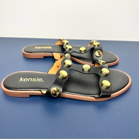 Kensie Manette Black Decorated Metal Slip On Sandal Size 6 - Picture 4 of 14